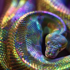 Fototapeta premium Iridescent Patterns of a Colorful Snake in Artistic Focus
