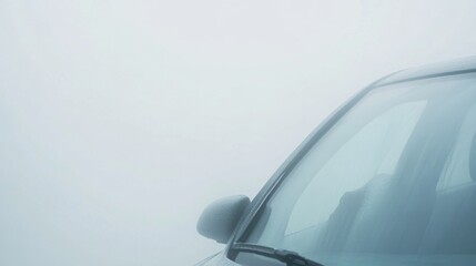 Car with poor visibility due to fogged windows. Featuring a concerned driver