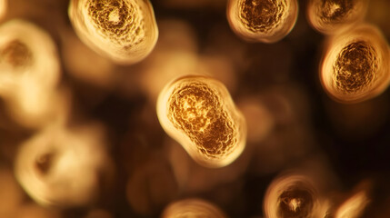 Microscopic view of beneficial bacteria thriving in a controlled environment. The scene symbolizes the importance of microbiome balance and its role in health.