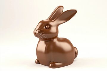 Obraz premium A single chocolate bunny sits on a white surface, waiting to be discovered