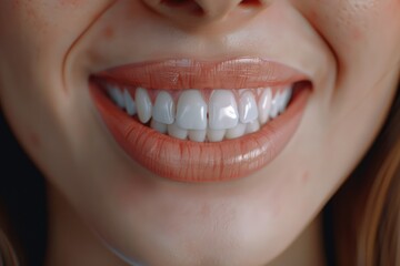 Young woman with healthy gums  closeup