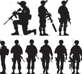 Army Character Sets Vector Illustration