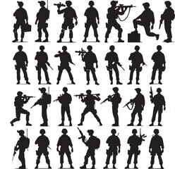 Army Character Sets Vector Illustration