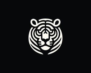Tiger logo design vector template. White color tiger vector illustration.