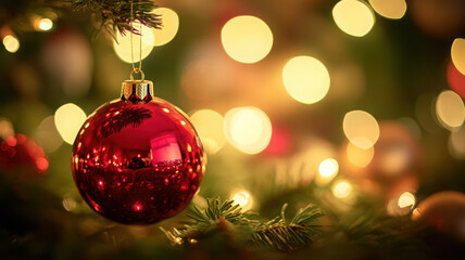Obraz premium Golden Christmas Bokeh Background
