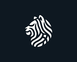 Tiger logo design vector template. White color tiger vector illustration.
