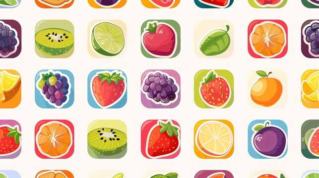 Colorful Various Food Stickers Patch Tag Stamp
