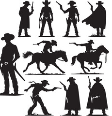 Cowboy Character Sets Vector Illustration