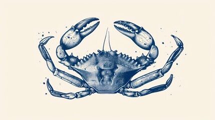 Hand Drawn Blue Crab Seafood Shop Logo Signboard