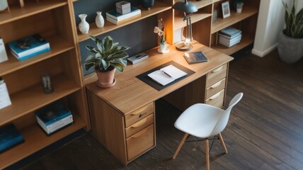 Fototapeta premium View of Trendy Home Office Desk Setup