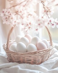 Ostereier in einem Fr&uuml;hlingskorb