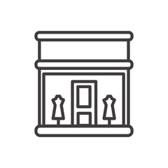 Clothing Store Icon Depicting a Shop Front in Black and White