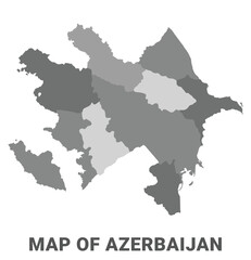 Azerbaijan Greyscale political map simple flat illustration