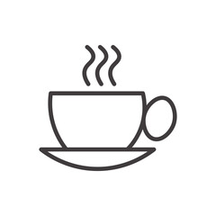 Coffee Icon Depicting a Steaming Cup in Black and White