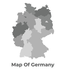 Germany Greyscale political map simple flat illustration