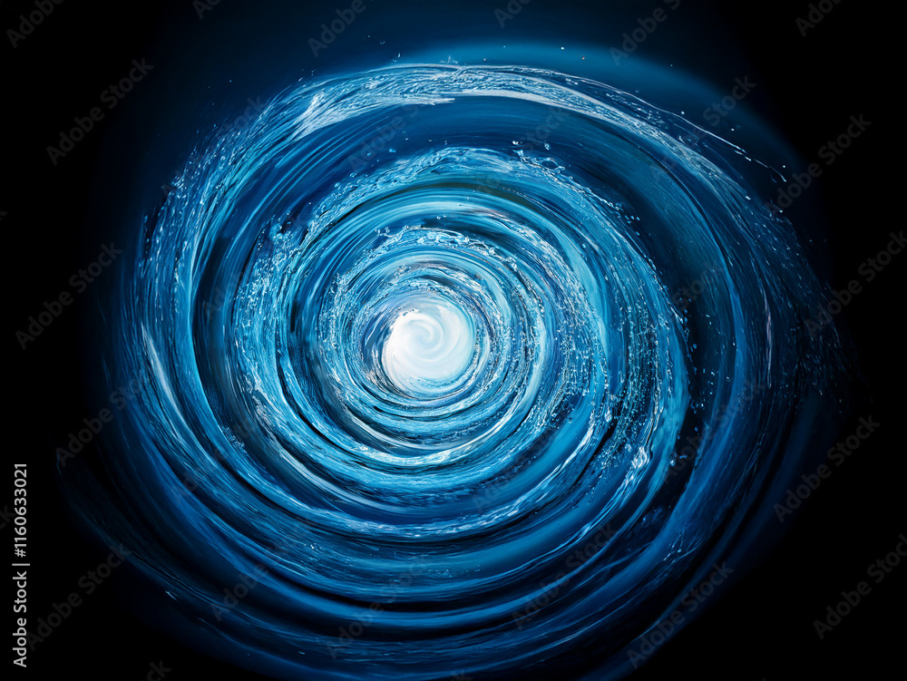 Poster a mesmerizing vortex of swirling, translucent blue water creates a hypnotic tunnel leading to a brig