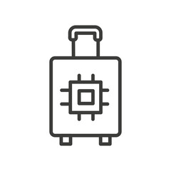 Smart Suitcase Icon Depicting High-Tech Luggage in Black and White