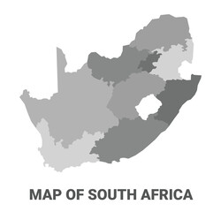 South Africa Greyscale political map simple flat illustration