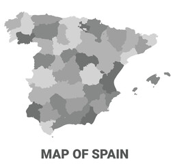 Fototapeta premium Spain Greyscale political map simple flat illustration