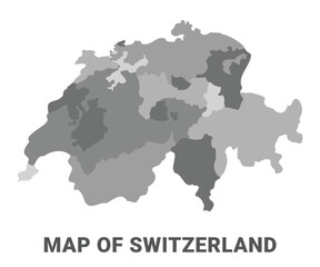 Switzerland Greyscale political map simple flat illustration