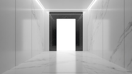 Modern Elevator doors of office or hotel hallway,holiday season decor with christmas tree,Lobby interior, corridor in house with lift,marble elegant lift for passenger or cargo elevators,copy space.