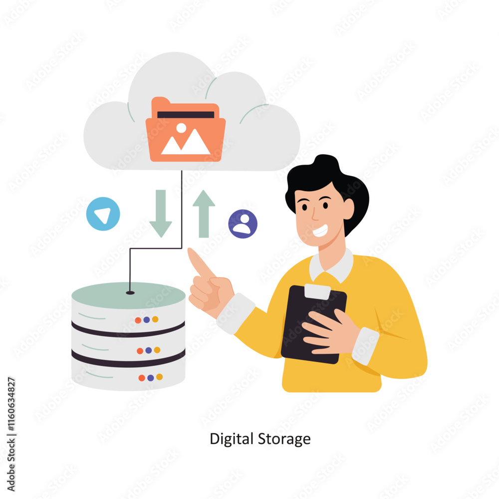 Aufkleber digital storage concept vector illustration. web hosting isolated on white background.