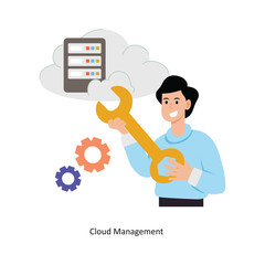 Cloud Management concept vector illustration. Web Hosting isolated On white Background.      