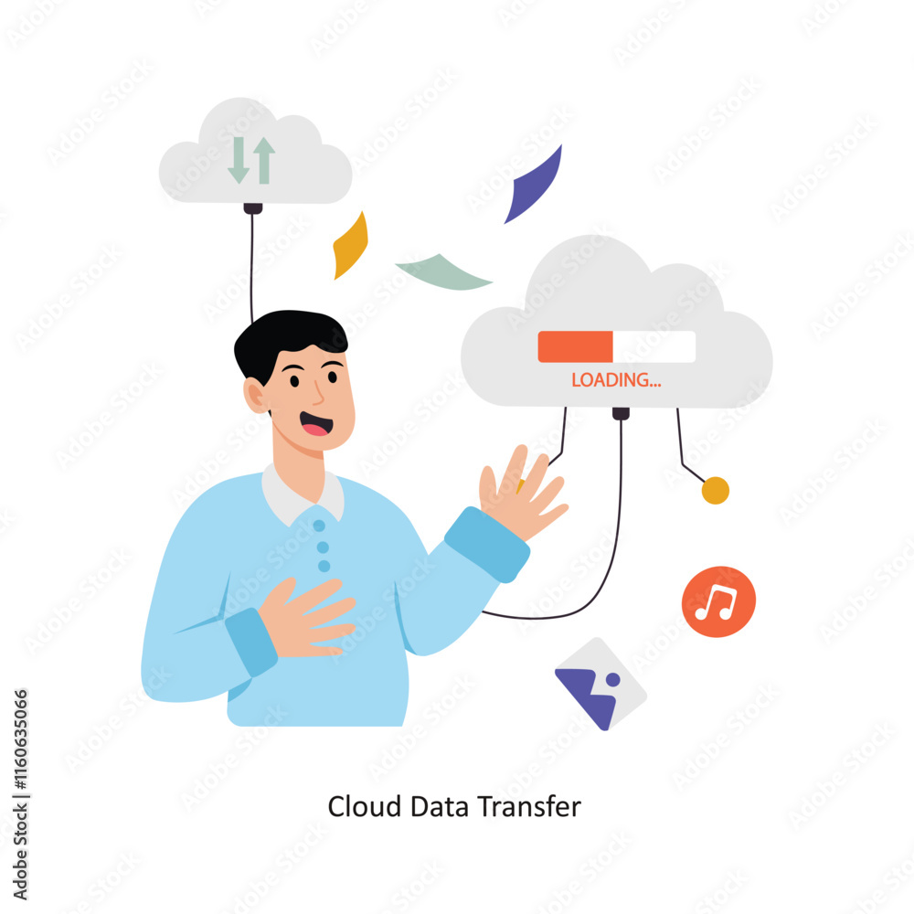 Poster cloud data transfer concept vector illustration. web hosting isolated on white background.