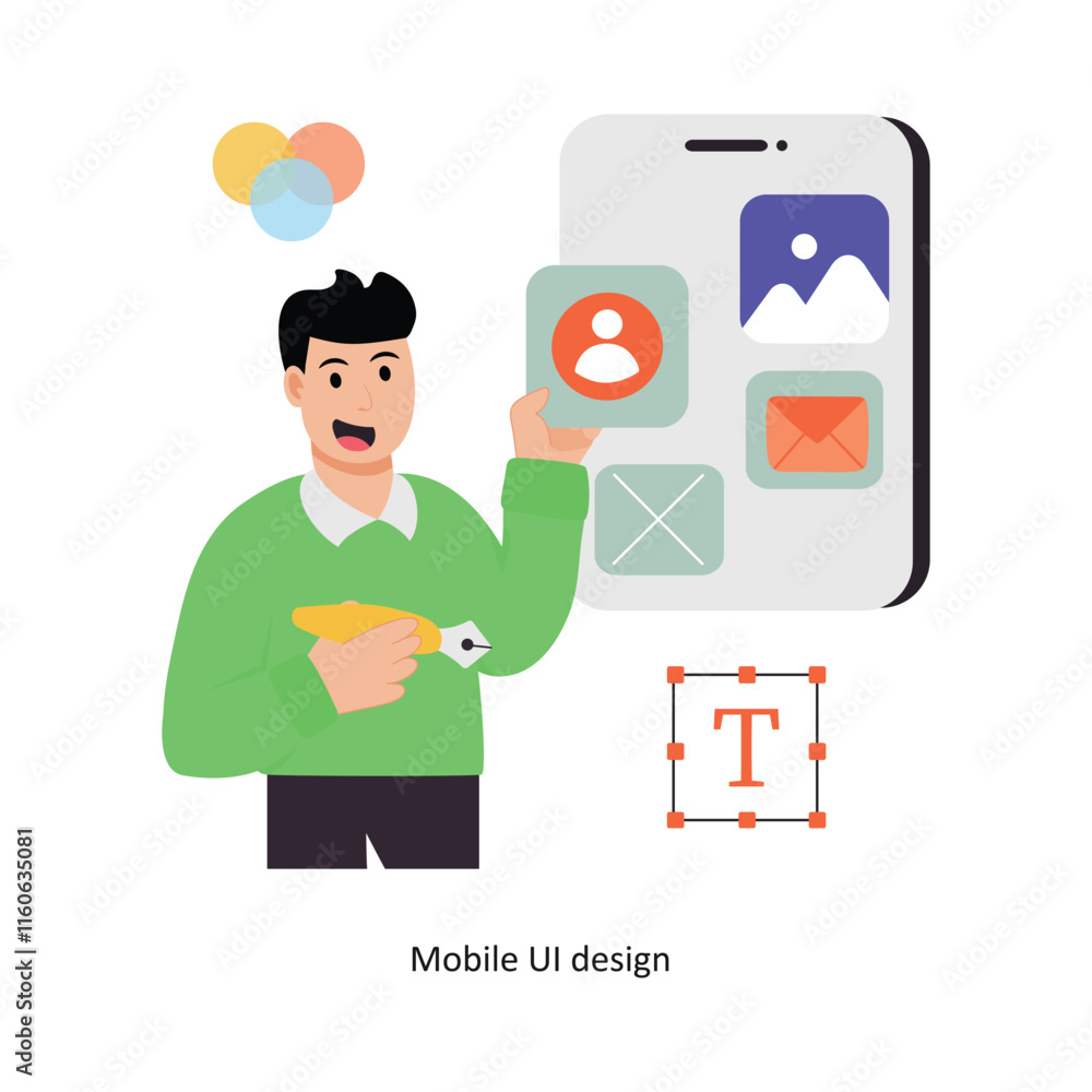 Poster mobile ui design concept vector illustration. web hosting isolated on white background.