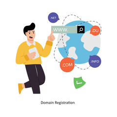Domain Registration  concept vector illustration. Web Hosting isolated On white Background.      
