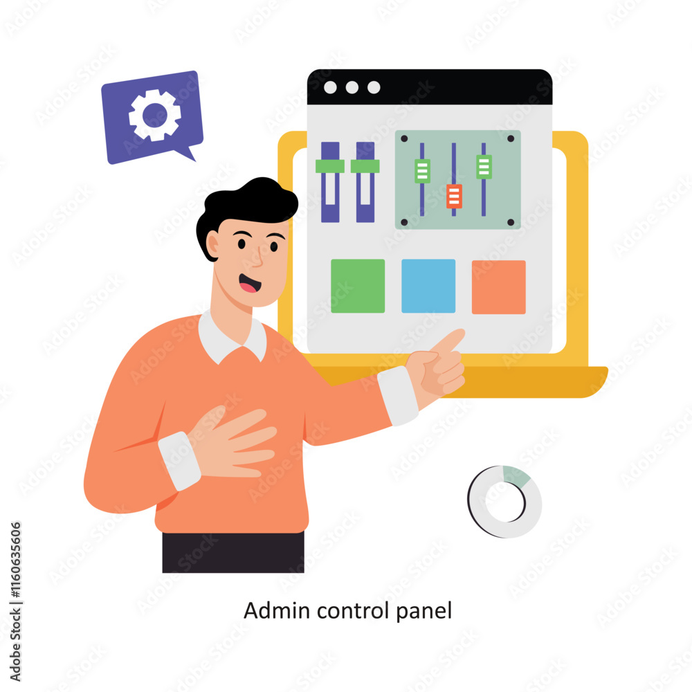 Poster admin control panel concept vector illustration. web hosting isolated on white background.