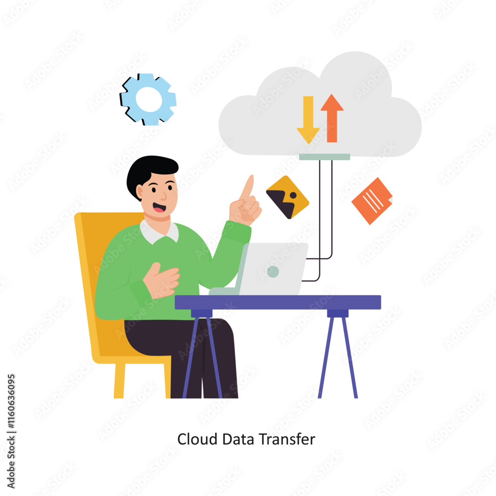 Poster cloud data transfer concept vector illustration. web hosting isolated on white background.