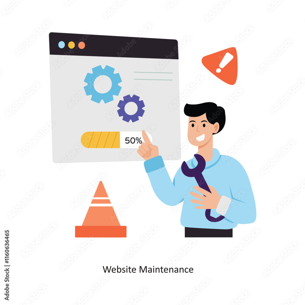 Poster website maintenance concept vector illustration. web hosting isolated on white background.