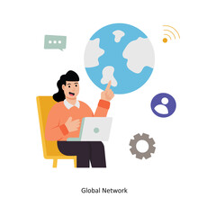 Global Network concept vector illustration. Web Hosting isolated On white Background.      