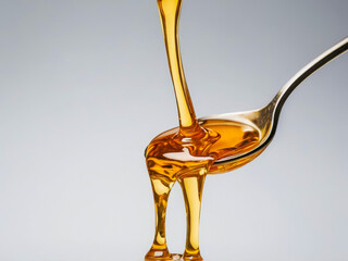 a spoon with oil pouring out of it
