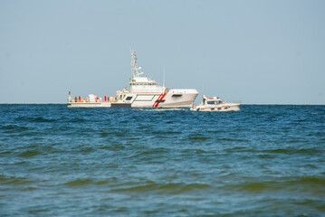 rescue ship at sea on a summer day