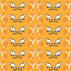 Stylish mouse and fox vector tile pattern background template featuring black, blue, and green color schemes. Perfect for modern designs, wallpapers, packaging, and creative projects