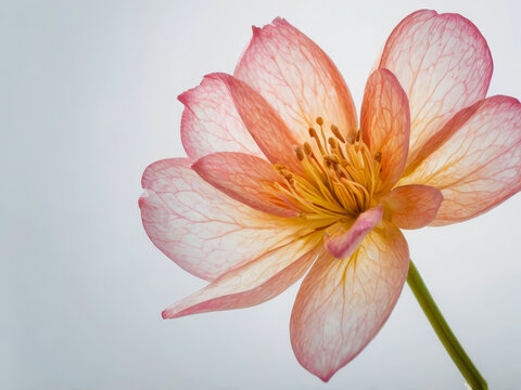 a pink flower with a white background