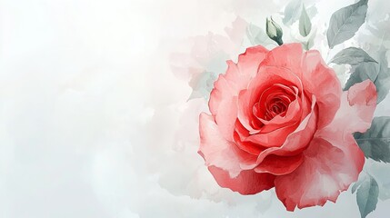 rose blooming in a watercolor painting style, with soft, blended colors,
