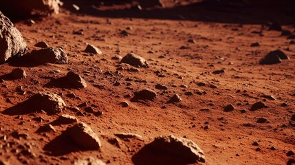 Fototapeta premium A close-up shot of textured rocks on a reddish surface, perfect for use in scientific or educational contexts