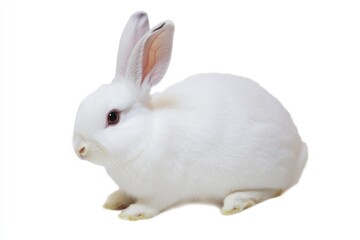 Obraz premium A white rabbit sitting on a white surface