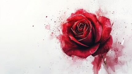 rose blooming in a watercolor painting style, with soft, blended colors,