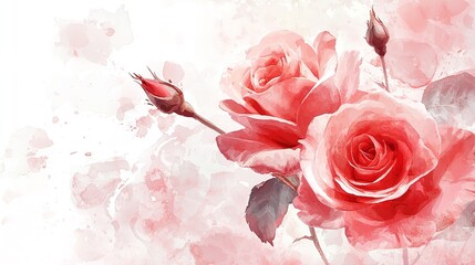 rose blooming in a watercolor painting style, with soft, blended colors,