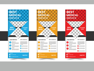 Professional health care and medical agency roll up design, standee banner template, Minimal x Banner design.