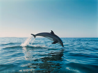 Fototapeta premium a dolphin jumping out of the water