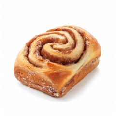 Fototapeta premium Cinnamon Roll Pastry, High-Contrast, Dessert Food Presentation, White Background with Copy Space
