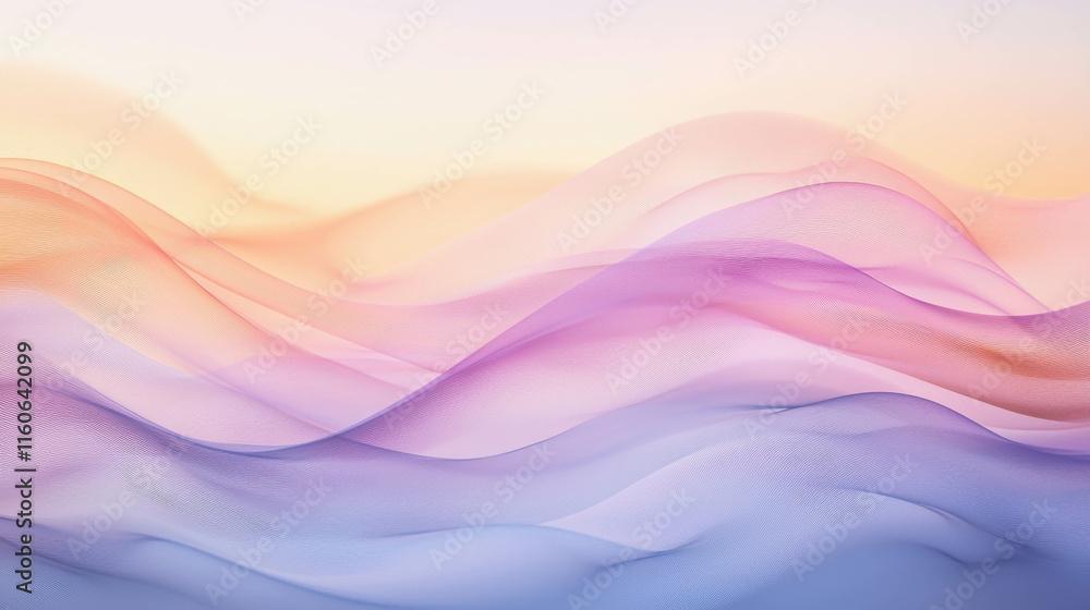 Poster soft gradients with fluid waves in pastel hues and abstract background design