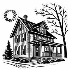 Christmas House Black silhouette