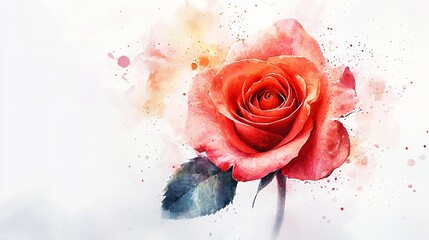 rose blooming in a watercolor painting style, with soft, blended colors,