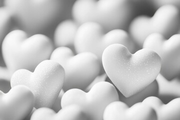 Fototapeta premium A collection of small white hearts photographed in detail